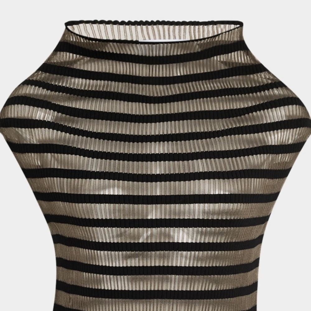 Striped Black and Tan Ribbed Top